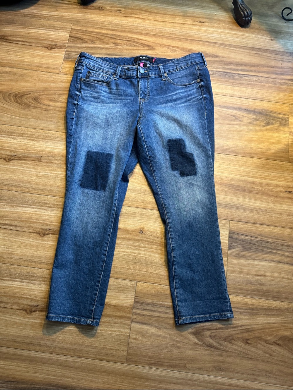 torrid Dark Blue Cropped Patchwork Jeans